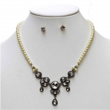 Vintage Style Fashion Pearl Austrian Crystal Necklace Set
