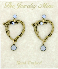 Vintage Inspired Victorian Style Open Heart Earrings | Light Sapphire Austrian Crystal