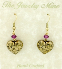 vintage Victorian style puffed heart earrings