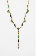 Art Deco Style Austrian Crystal Y-Necklace - Dark Multi