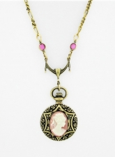 Vintage Reproduction Victorian Style Cameo Fob Necklace