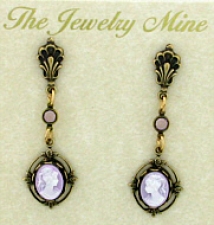 Vintage Victorian Style Lilac Cameo Drop Earrings Wholesale