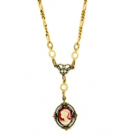 Vintage Victorian Cameo Necklace - Cornelian