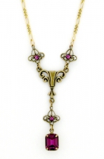 Vintage Reproduction Victorian Style Austrian Crystal Filigree Y-Necklace