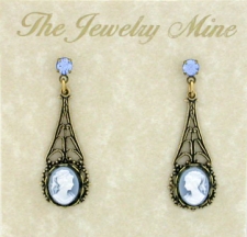 vintage look Victorian style filigree cameo earrings