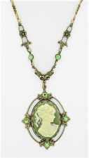 Victorian Reproduction Cameo Necklace - Green