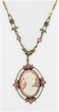 Victorian Reproduction Cameo Necklace - Pink