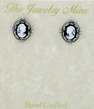 Vintage Victorian Style Cameo Button Earrings
