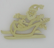 Santa's Sled Gold Brooch Pin - 'JJ' Artifacts